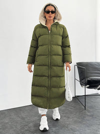 Long Below The Knee Hooded New Leisure Puffer Jacket Coat