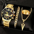 Men's Black Minimalist Quartz Watch Set