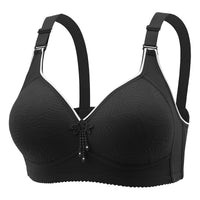 Lace-patterned No-wire Bra With Four Rows And Three Buttons With Sponge Cups