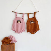 Corduroy Rainbow Sling Romper Baby Strap Bodysuit