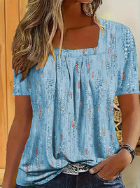 Women's Fashion Print Round Neck Short-sleeved Top
