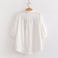 Women's Flower Embroidered Cotton Yarn Shirt Summer