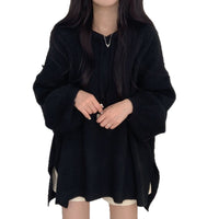 Korean-style Relaxed-fit Knitted Hoodie With A Laid-back Vibe And Puffed Sleeves