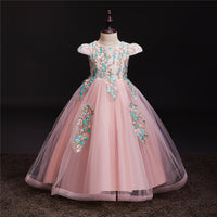 Autumn Girls Long Lace Applique Umbrella Princess Dress