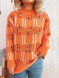 Contrast Color Cute Style Knitted Pullover Sweater For Women