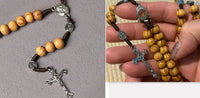 Natural Wood Beads Handmade Cross Pendant