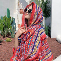 Ethnic Style Cotton And Linen Scarf Seaside Travel Oversized Beach Towel