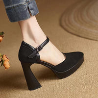 Womens Closed-Toe High-Heel Sandals With Chunky Heels