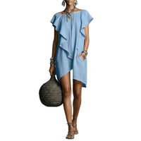 Women's Casual Short-Sleeve Solid Color Dress