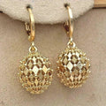 Hollow Copper Ball Earrings Gold-Plated Fashionable Light Luxury High-End Aesthetic