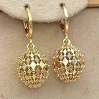 Hollow Copper Ball Earrings Gold-Plated Fashionable Light Luxury High-End Aesthetic
