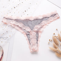 Sexy Lace Women's Transparent Mesh Patchwork Contrasting Color Thong Pants