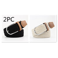 Women's Canvas Belt Student Pants Casual Stretch Braided Needle Buckle
