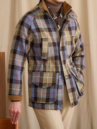 Casual Belted Hunting Jacket Wool Stand Collar Slim Coat
