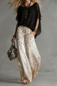 Slimming Wide-leg Straight-leg Casual Pants And Chiffon Top Set