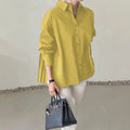 Loose Ruffled Asymmetrical Niche Blouse With Flared Hem