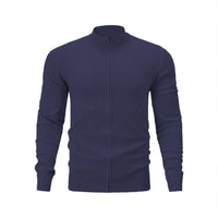Stand Collar Casual Sports Sweater Solid Color Zipper Sweater