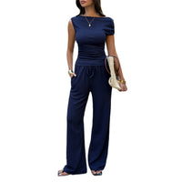 Elegant Casual And Fashionable Solid-color Set With A Fitted Waist