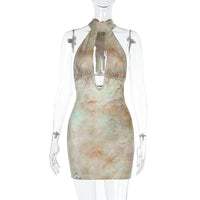 Printed Halter-Neck Sheath Dress For Women