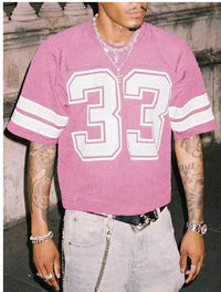 Summer Men's Mesh Sports Jersey T-shirt Round Neck Loose Fashion Street Wear Hip Hop Style Short Sleeve