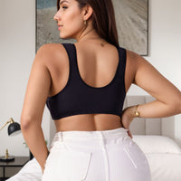 Black French-style Seamless Womens Underwear With A Front Closure
