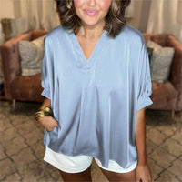Women's Silk V-neck Short-sleeve Top