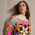 Handmade Crocheted Women's European And American Fashion High Collar Short Sweater