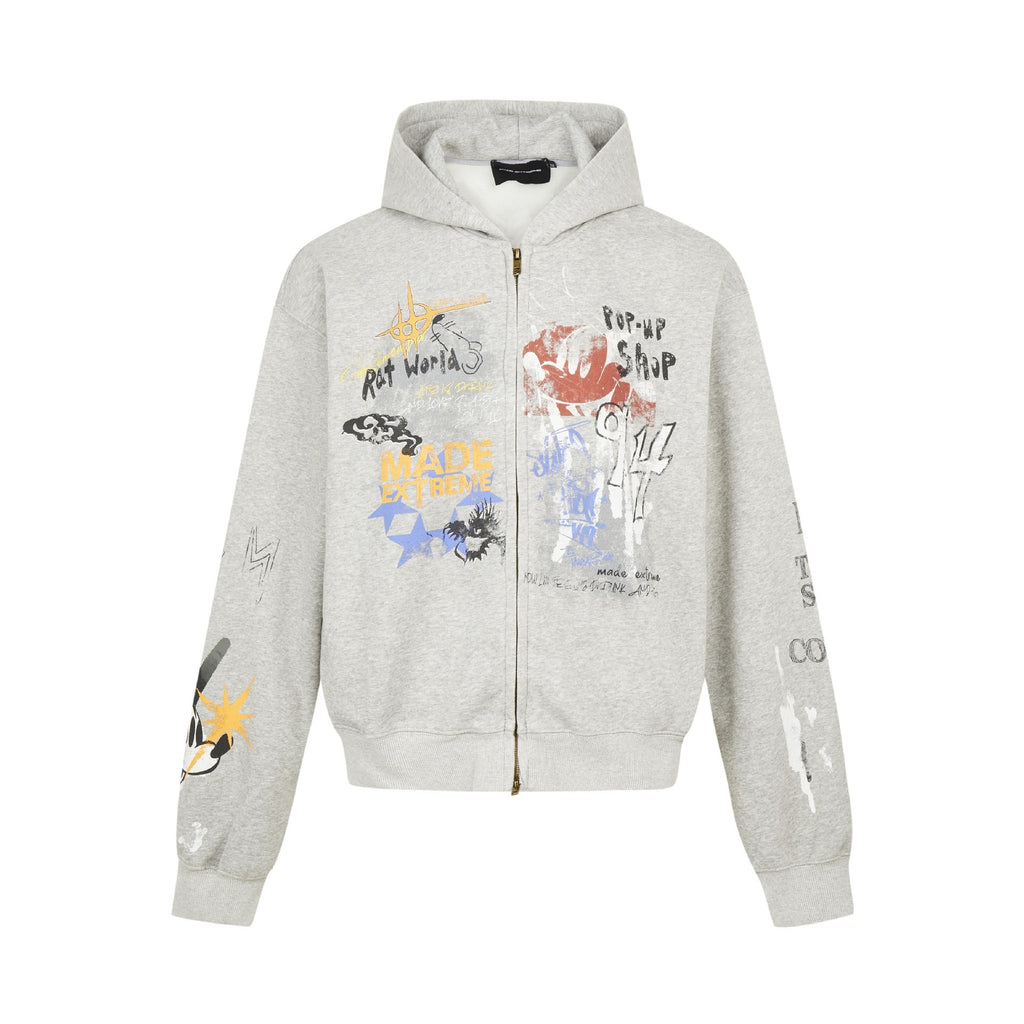 Printed Hooded Men's Autumn And Winter Hip Hop Jacket