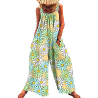 Women's Printed Ladies Bib Wide-Leg Jumpsuit