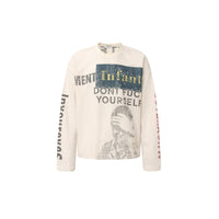 Retro Distressed Printed High Street Round Neck Hip Hop Long Sleeve Sweater