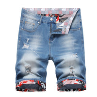 Thin Straight Ripped Mid-waist Shorts