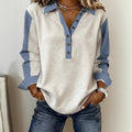 Womens Multi-color Loose-fitting Figure-flattering Long-sleeve Top