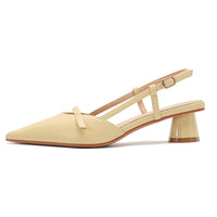 Women's Chunky Heel Low Heel Pointed Leather Stitching Fashion Sandals