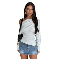 Off-shoulder Pullover German Velvet Bottoming Shirt Elegant Top