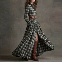 Elegant Commuter Printed Lapel Slim-Fit Dress