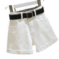 Women's Denim Shorts Summer High Waist Loose Curling