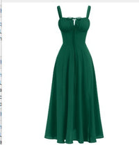 European And American Womens New Arrival Floral Print Square-Neck Sexy Slit Maxi Spring Dress