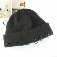 Personality Hoop Hole Wool Knitted Warm Hat