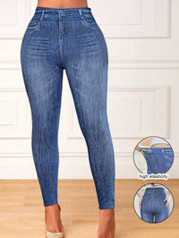 Fashionable, Versatile Printed Denim-style Leggings