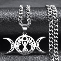 Triple Moon Celtic Knot Pendant Stylish Clavicle Necklace