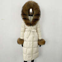 Thickened Long Section White Goose Down Slim Fit Women's Coat
