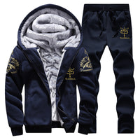 Plus-size Fleece-lined Thick Men's Casual Sport Two-piece Set