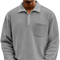 Men's Solid-color Henley Zip-up Casual Long-sleeve Hoodie