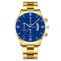 Calendar Steel Belt Quartz Watch Men's Business Men's Watch Three-eye Large Dial