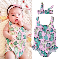 Children's Cartoon Crab Girl One Piece Swimsuit