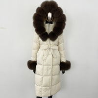 Thickened Long Section White Goose Down Slim Fit Women's Coat