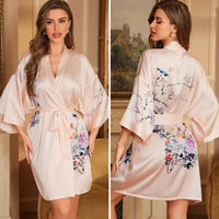 Luxury Three-quarter-sleeve Cooling Nightgown Loungewear For Women