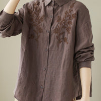 Women's Embroidered Long-Sleeve Shirt Top