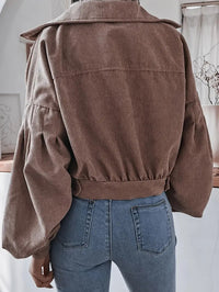 Lantern Sleeve Corduroy Casual Short Jacket