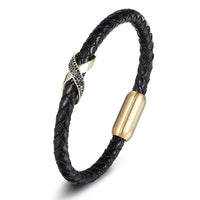 Stainless Steel Leather Unisex Wrist Strap